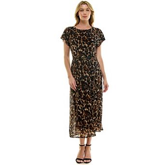 Women's Luxology Belted Short Sleeve Midi Dress