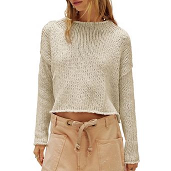 Womens Oversized Roll Neck Long Sleeve Loose Knit Pullover Top