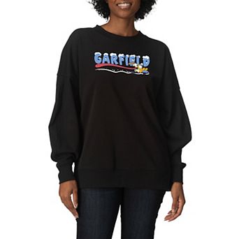 Women's Garfield & Odie Sledding Oversized Fleece Crew Sweatshirt