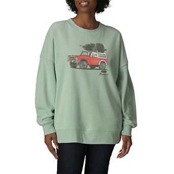 Women's Ford Bronco Christmas Tree Farm Vintage Oversized Fleece Crew Sweatshirt