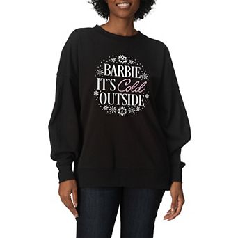 Women's Barbie "It's Cold Outside" Snowflake Oversized Fleece Crew Sweatshirt