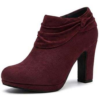 Women's Slouch Round Toe Chunky Heel Platform Ankle Booties