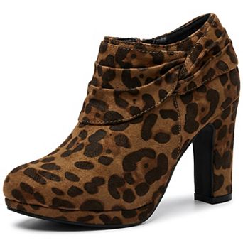 Women's Slouch Round Toe Chunky Heel Platform Ankle Booties