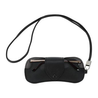 1 pc Durable Eyeglass Case with Strap, Portable Leather Glasses Case With Strap