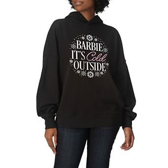 Women's Barbie "It's Cold Outside" Snowflake Oversized Fleece Hoodie Sweatshirt