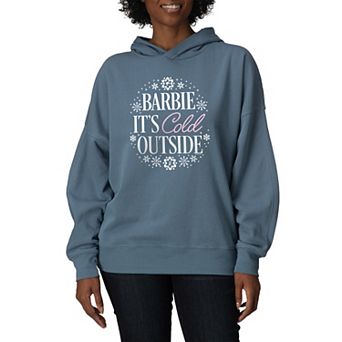 Women's Barbie "It's Cold Outside" Snowflake Oversized Fleece Hoodie Sweatshirt