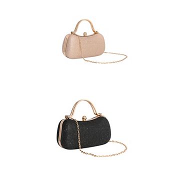 2 Packs Rhinestone Clutch Purses for Women Sparkly Gemstone Handbag with Detachable Chain