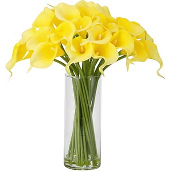 24 pc Real Touch Calla Lilies with Vase & Faux Water for Home Decor