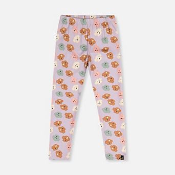 Little Kids Girl Poodle Print Organic Cotton Leggings