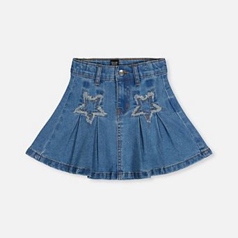Little Kids Girl Pleated Denim Skirt