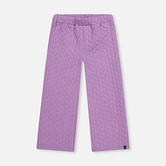 Little Kids Girl Quilted Diamond Jacquard Wide Leg Pants