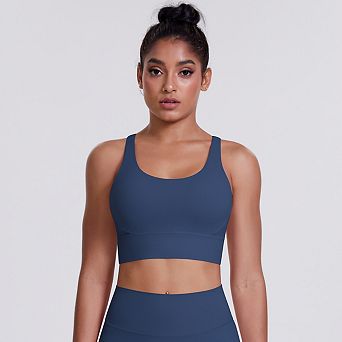 Women's Soft Criss Cross Back Strappy Sports Bra for Workout Running & Gym Training