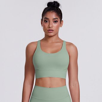 Women's Soft Criss Cross Back Strappy Sports Bra for Workout Running & Gym Training
