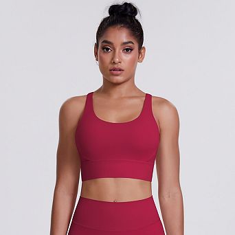 Women's Soft Criss Cross Back Strappy Sports Bra for Workout Running & Gym Training