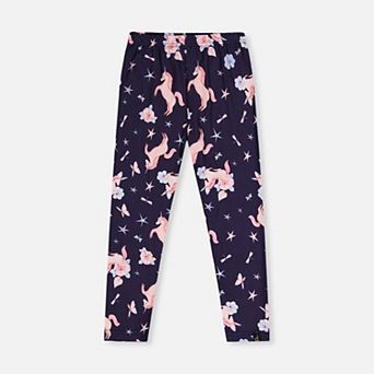Little Kids Girl Unicorn Print Elastic-Waist Jersey Leggings