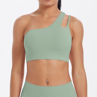 Women Hollow Back Asymmetrical Dual Strap Sports Bra