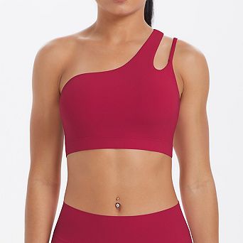 Women Hollow Back Asymmetrical Dual Strap Sports Bra