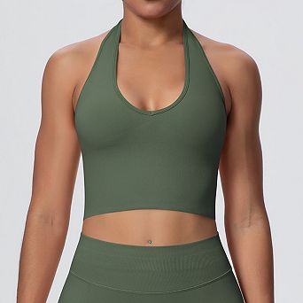 Women's Halter-Neck Yoga Bra for an Elegant Back Display