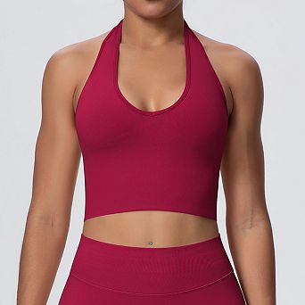 Women's Halter-Neck Yoga Bra for an Elegant Back Display