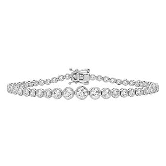 PRIMROSE Cubic Zirconia Polished Bezel Tennis Bracelet