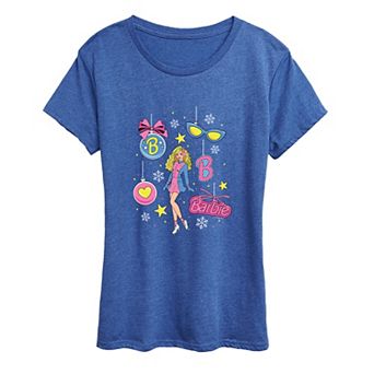 Women's Barbie Retro Christmas Ornaments Graphic Tee