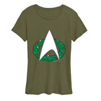 Women's Star Trek Christmas Wreath Logo Graphic Tee