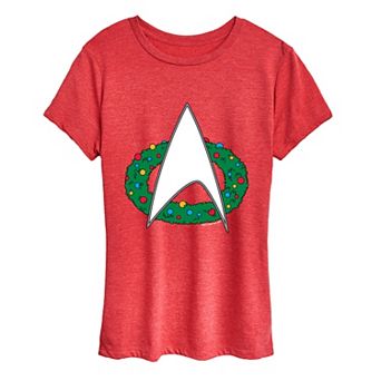 Women's Star Trek Christmas Wreath Logo Graphic Tee