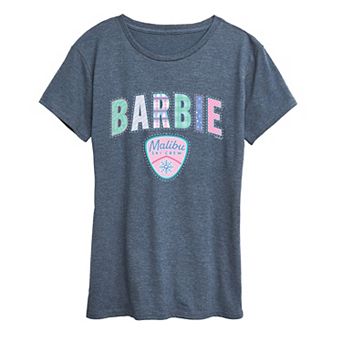 Women's Barbie Malibu Ski Christmas Pattern Graphic Tee