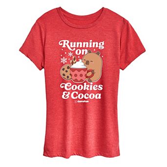 Women's CapyFun Capybara "Running on Cookies & Cocoa" Graphic Tee