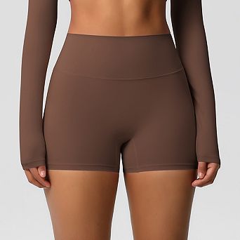 Women's Solid Color High-Waisted Scrunch Booty Yoga Workout Running Shorts