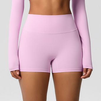 Women's Solid Color High-Waisted Scrunch Booty Yoga Workout Running Shorts
