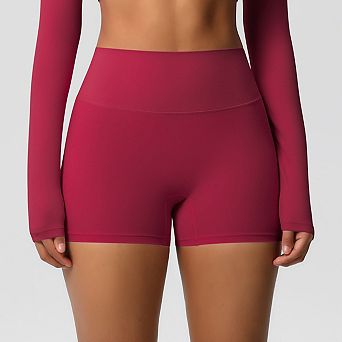 Women's Solid Color High-Waisted Scrunch Booty Yoga Workout Running Shorts