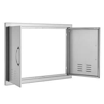 YIORTWO 30x21 Inch Stainless Steel Vented Double Access Door Outdoor BBQ Kitchen Cabinet Door