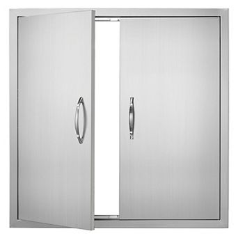 YIORTWO 31x31 Inch Stainless Steel Double Access Door Outdoor BBQ Kitchen Cabinet Door