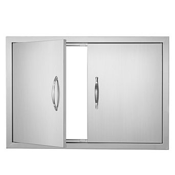 YIORTWO 30x21 Inch Stainless Steel Double Access Door Outdoor BBQ Kitchen Cabinet Door