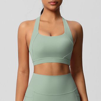 Women's Non-Slip U Neck Open Crossback Yoga Bra
