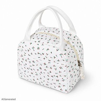 Printed Insulated Lunch Tote Bag with Double Handles and Zip Closure