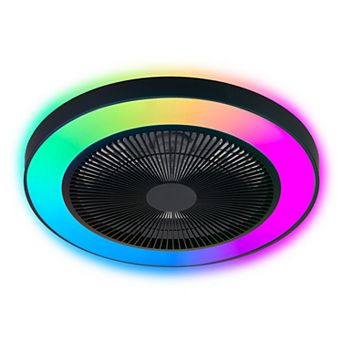 YIORTWO 19 Inch Flush RGB Ceiling Fan Light APP Remote DC Motor Bedroom Living Dining Room