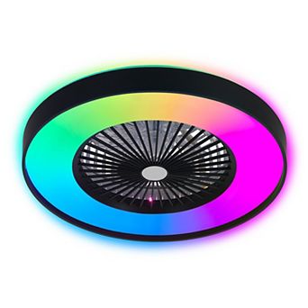 YIORTWO 23.2 Inch Flush RGB Ceiling Fan Light Remote APP DC Motor Bedroom Living Dining Room