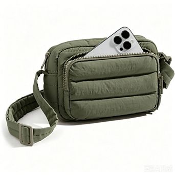 Women's Puffy Crossbody Bag, RFID Blocking, Adjustable Strap, 3.4L Compact for Travel Daily