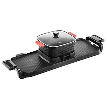 YIORTWO 2-in-1 Electric Hot Pot Grill Smokeless BBQ Pan with Removable Pot