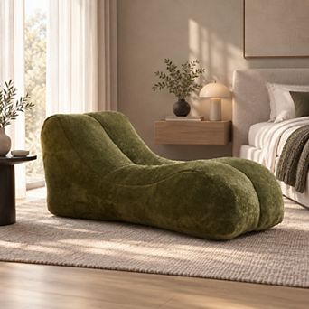 Olive Green Oversized Bean Bag Chair for Adults, Elastic Shredded Sponge Filled Ergonomic Sofa