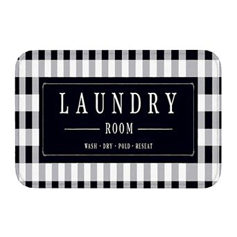 Black White Buffalo Plaid Laundry Floor Mat, Soft Non-Slip Decorative Entry Rug