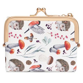 Women's PU Leather Bifold Wallet, Compact Kiss Lock Card Purse for Shopping Travel Daily Use