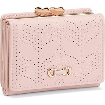 Women's Trifold Wallet, Hollow-out Design Kiss Lock Coin Purse, Portable Organizer for Daily Travel