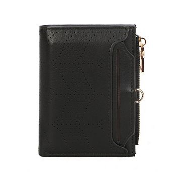 Women's RFID Blocking PU Leather Trifold Wallet 10 Card Slots Zipper Coin Purse for Travel Daily