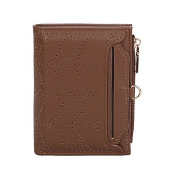 Women's RFID Blocking PU Leather Trifold Wallet 10 Card Slots Zipper Coin Purse for Travel Daily