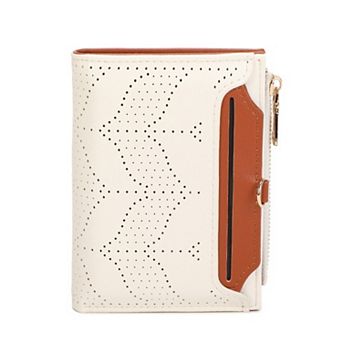 Women's RFID Blocking PU Leather Trifold Wallet 10 Card Slots Zipper Coin Purse for Travel Daily