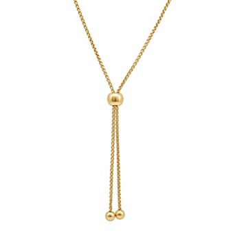 PRIMROSE 14k Gold Flash Plated Snake Chain Polished Slider Necklace
