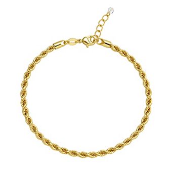 PRIMROSE 14k Gold Flash Plated Cubic Zirconia Rope Chain Bracelet